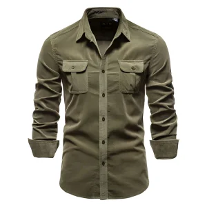 Heren Overhemd Militair Stijl Lange Mouwen Casual
