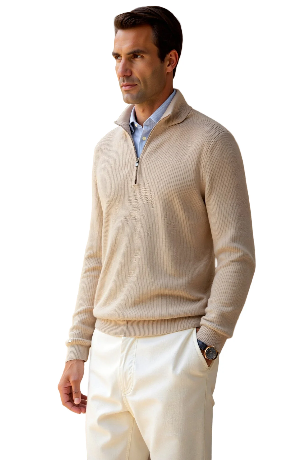 Heren Shirt Met Rits Klassiek Ontwerp Voor Koude Dagen