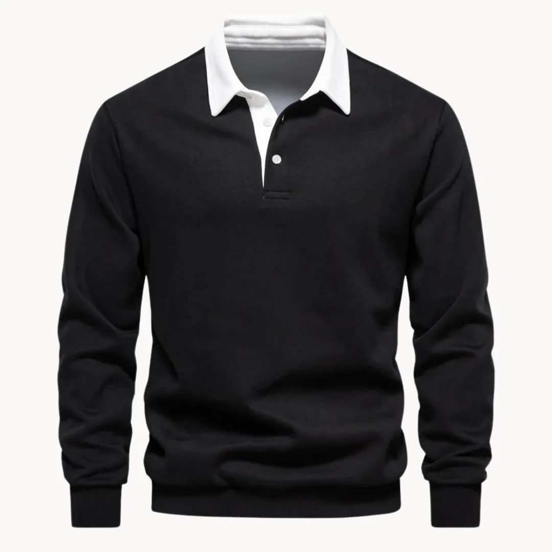 Heren Sweatshirt Polo Retro Stijl Met Contrasterende Kraag - Afbeelding 4