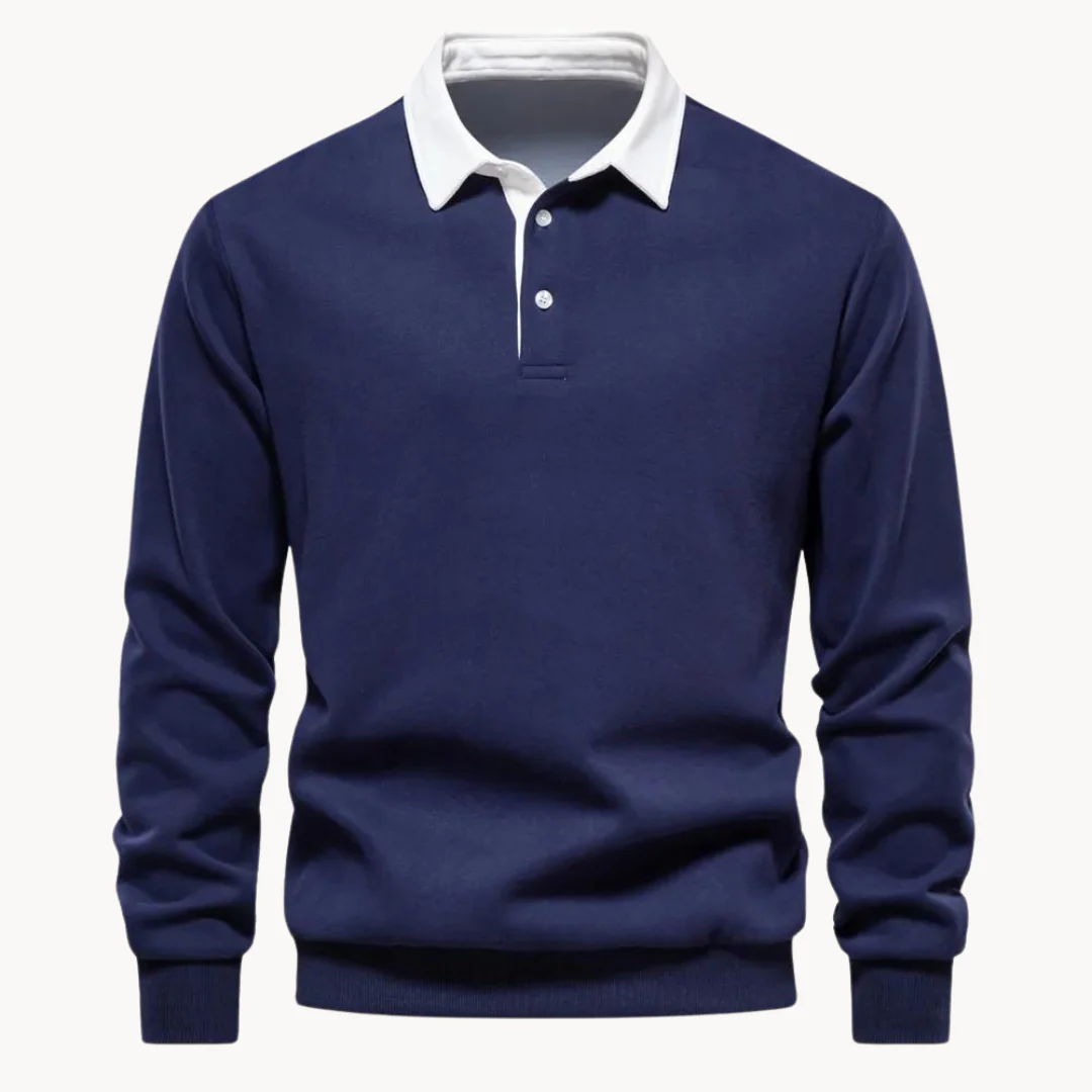 Heren Sweatshirt Polo Retro Stijl Met Contrasterende Kraag - Afbeelding 5