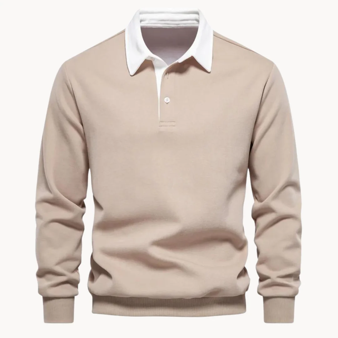 Heren Sweatshirt Polo Retro Stijl Met Contrasterende Kraag - Afbeelding 6
