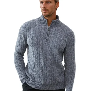 Heren Sweatshirt met Rits en Kabelbrei Design