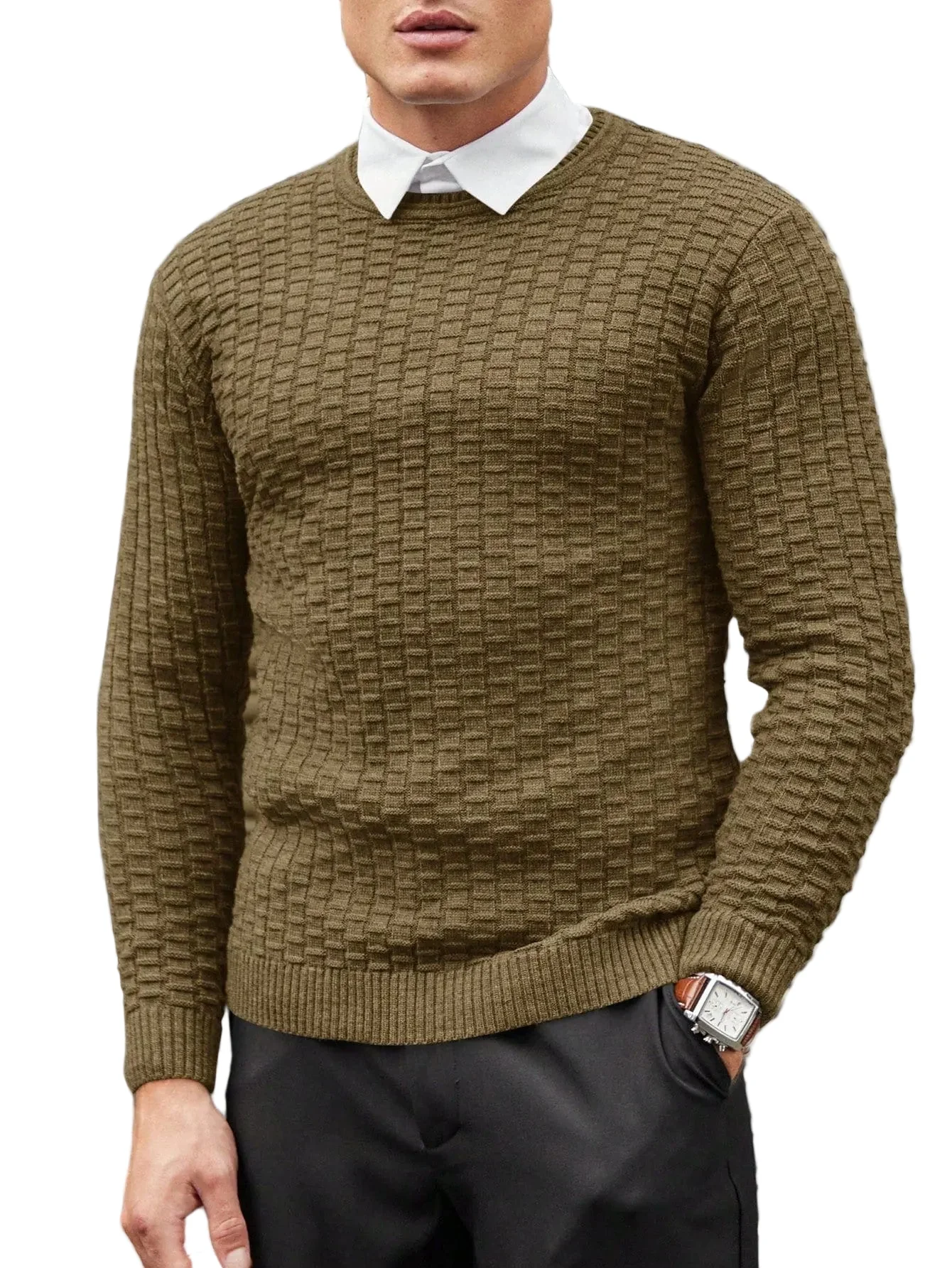 Heren Trui Jacquarddesign Modern Voor Casual En Formele Gelegenheden - Afbeelding 2