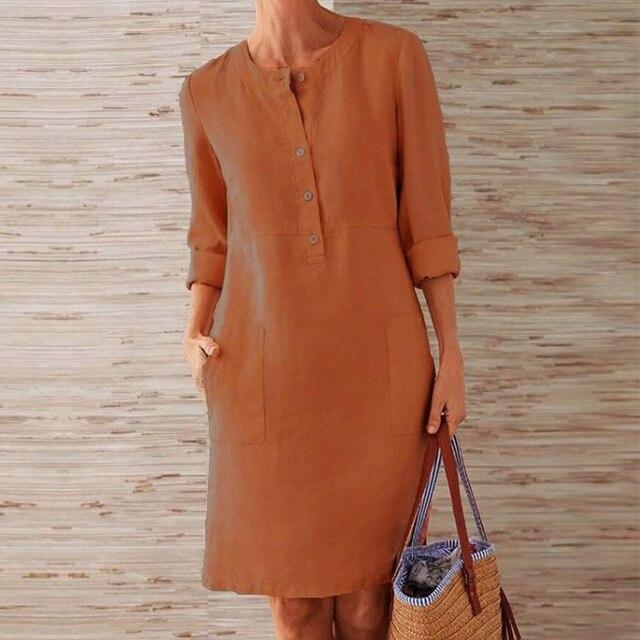 Dames Midi Zomerjurk Stijlvol Katoen Ademend Flatterend - Afbeelding 8