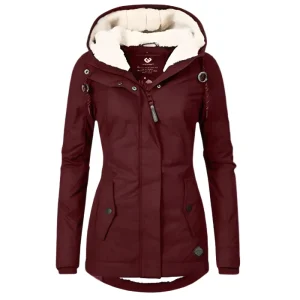 Lange Winterjas met Capuchon en Fleece Voering