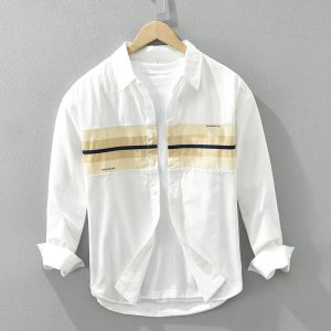 Heren Overhemd Casual Patchwork Stijlvol Katoen