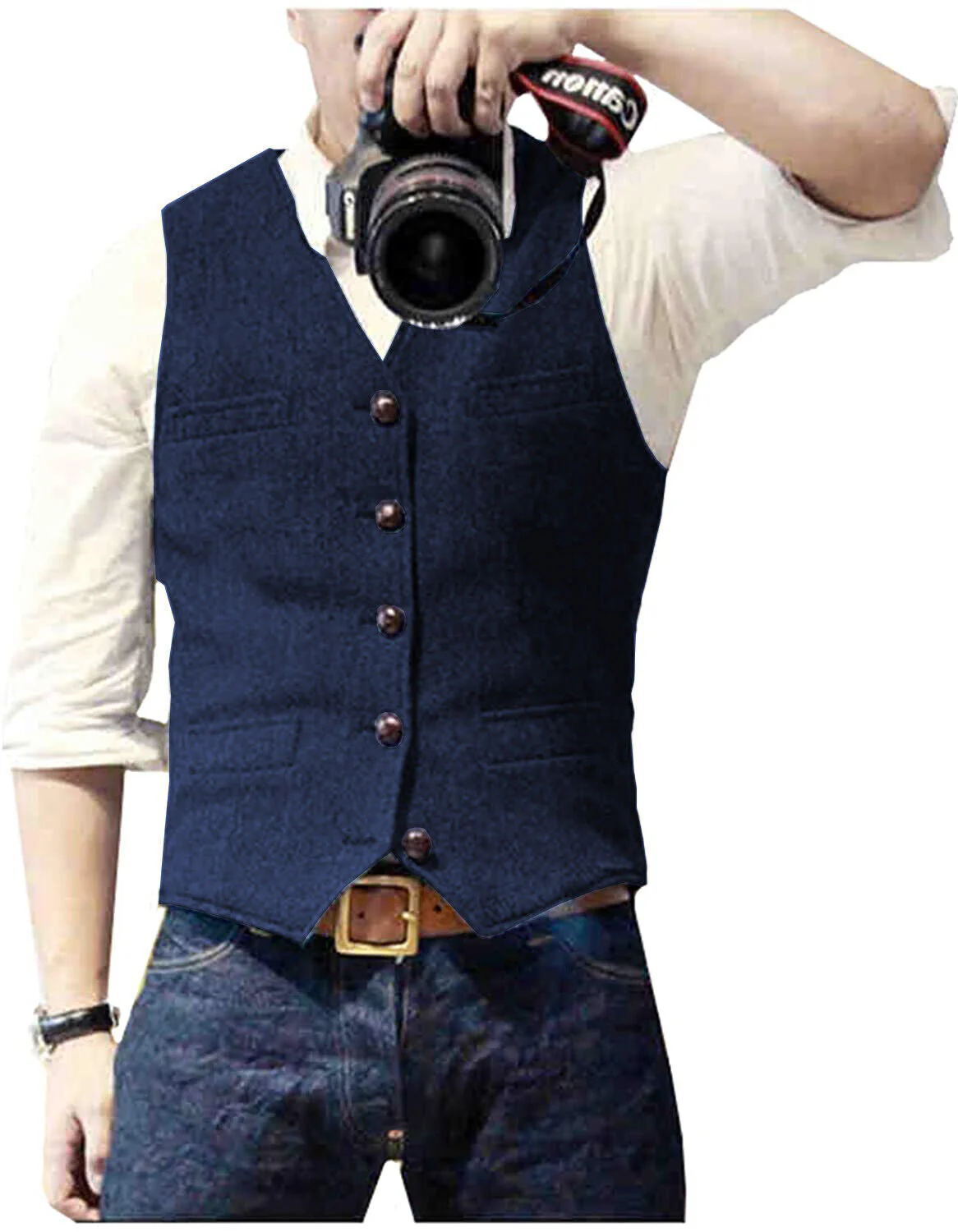 Mannen Gilet Stijlvol Met Diepe V-hals - Afbeelding 3