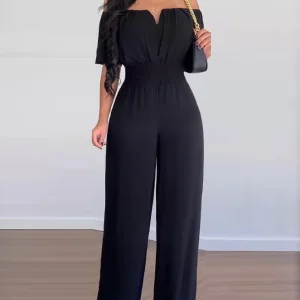Dames Jumpsuit Feestelijk Off-Shoulder Geplooid Polyester
