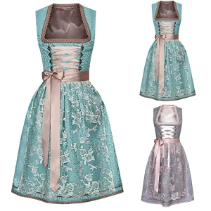 Vrouwen Dirndl Traditioneel Kostuum met Schort en Blouse