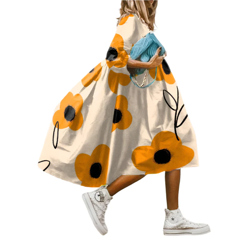 Vrouwen Midi Jurk Vloeiende Stijl Luchtig Materiaal - Afbeelding 2