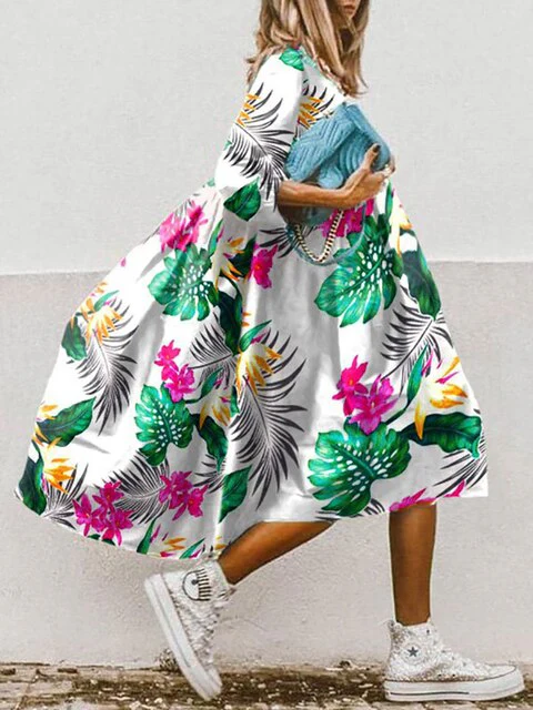 Vrouwen Midi Jurk Vloeiende Stijl Luchtig Materiaal - Afbeelding 6