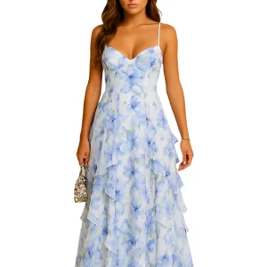 Vrouwen Ruffled Floral Jurk Met Vloeiende Ruffles