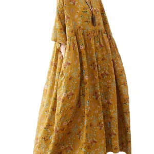 Vrouwen Zomerjurk met O-Hals en Print