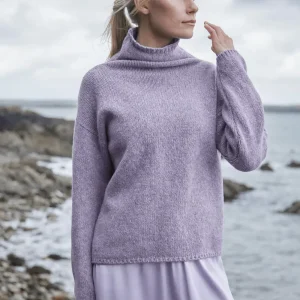 Funnel Neck Sweater Lila | Ierse Wollen Trui