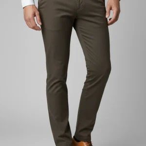 Chino stretch structuur donkerbruin